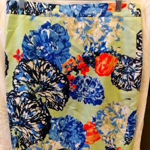 J. Crew Mercantile Women's Green & Blue Floral Pencil Skirt Size 8p